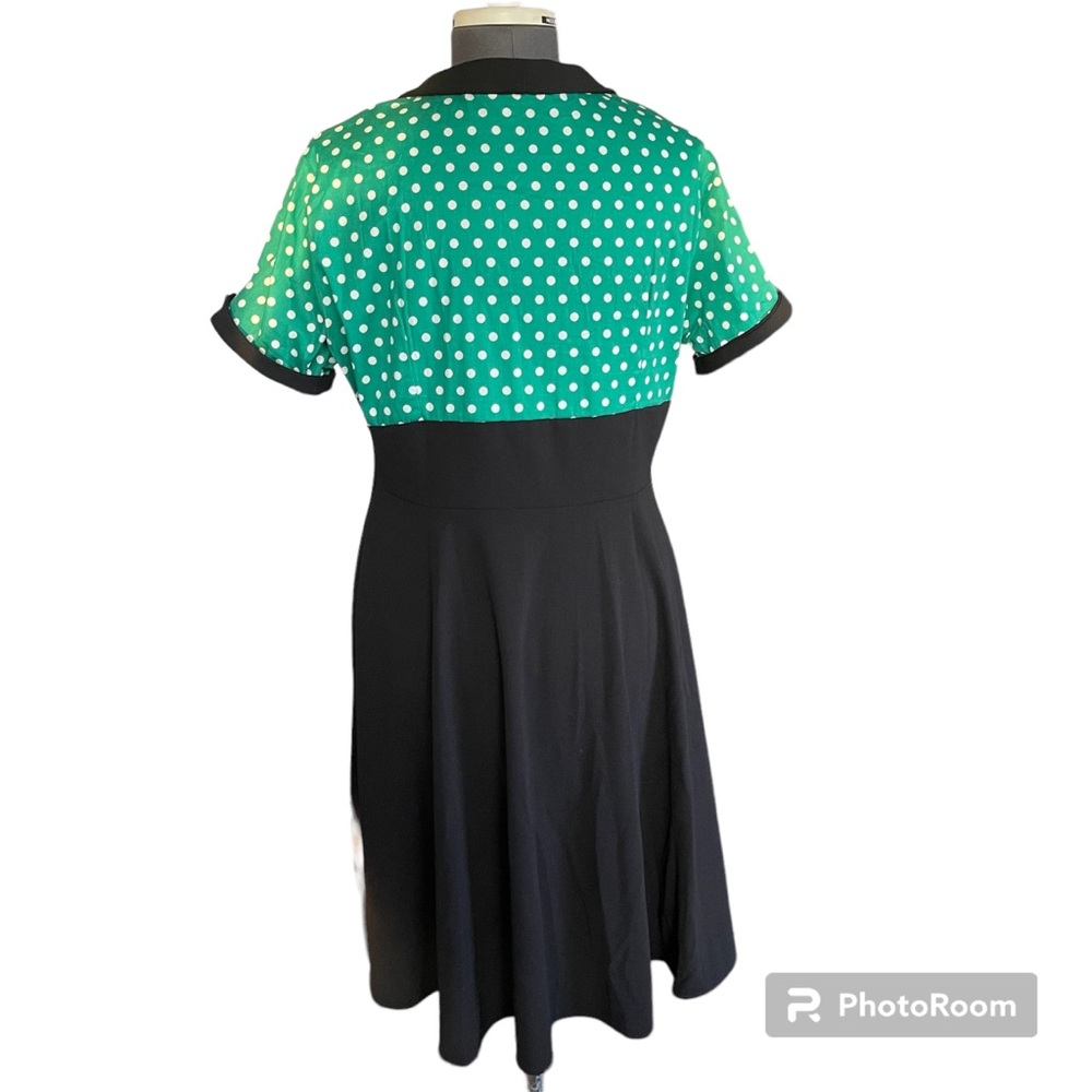 Audrey Hepburn Rockabilly Green Polka Dot Swing Dress Vintage Inspired 4XL - Picture 2 of 7
